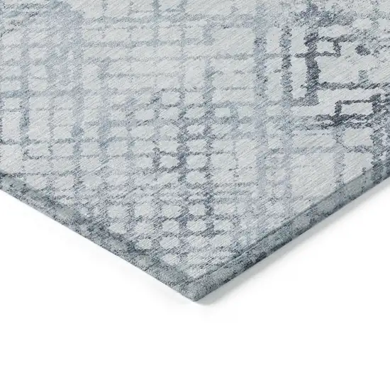Navy Blue And Sky Blue Geometric Washable Indoor Outdoor Area Rug Photo 5