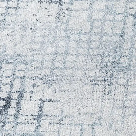Navy Blue And Sky Blue Geometric Washable Indoor Outdoor Area Rug Photo 7
