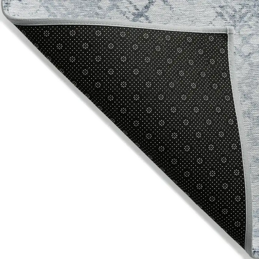 Navy Blue And Sky Blue Geometric Washable Indoor Outdoor Area Rug Photo 4