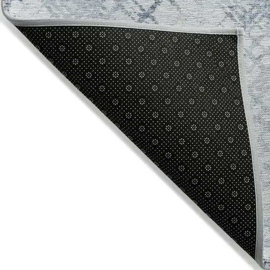 Navy Blue And Sky Blue Geometric Washable Indoor Outdoor Area Rug Photo 4