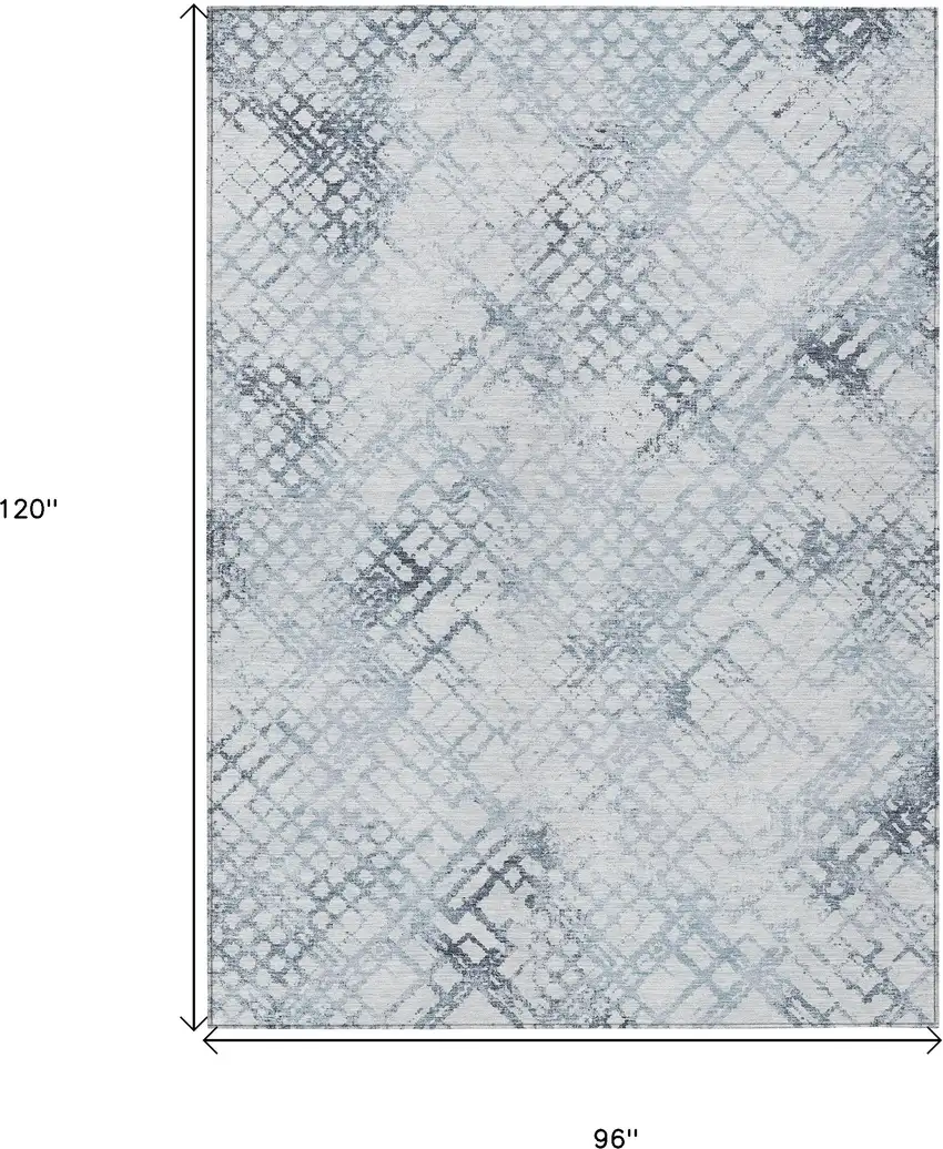 Navy Blue And Sky Blue Geometric Washable Indoor Outdoor Area Rug Photo 3