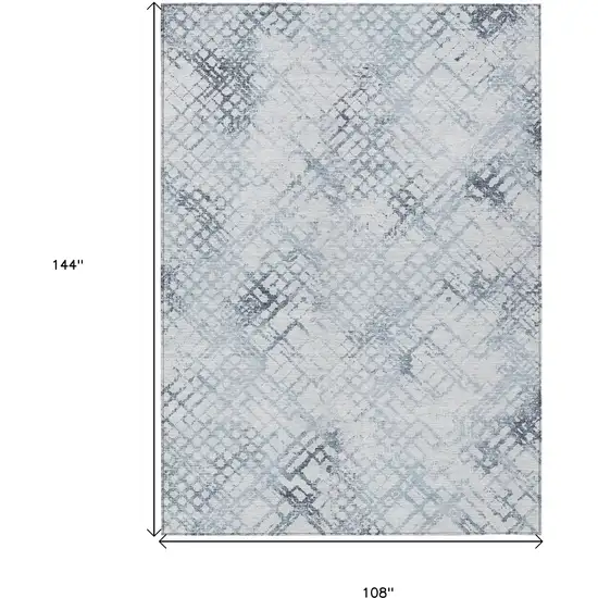 Navy Blue And Sky Blue Geometric Washable Indoor Outdoor Area Rug Photo 3