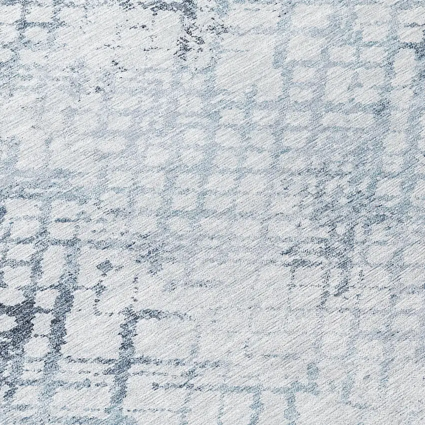Navy Blue And Sky Blue Geometric Washable Indoor Outdoor Area Rug Photo 8
