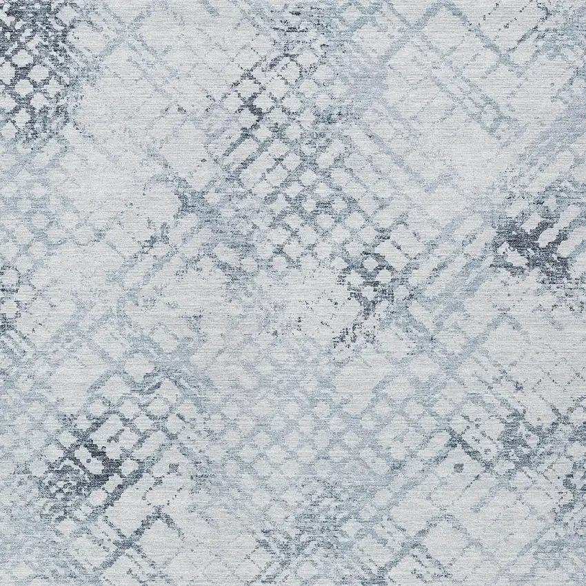Navy Blue And Sky Blue Geometric Washable Indoor Outdoor Area Rug Photo 6