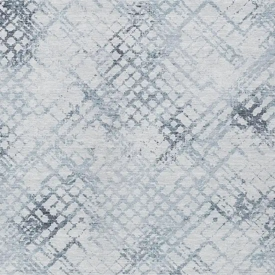 Navy Blue And Sky Blue Geometric Washable Indoor Outdoor Area Rug Photo 6