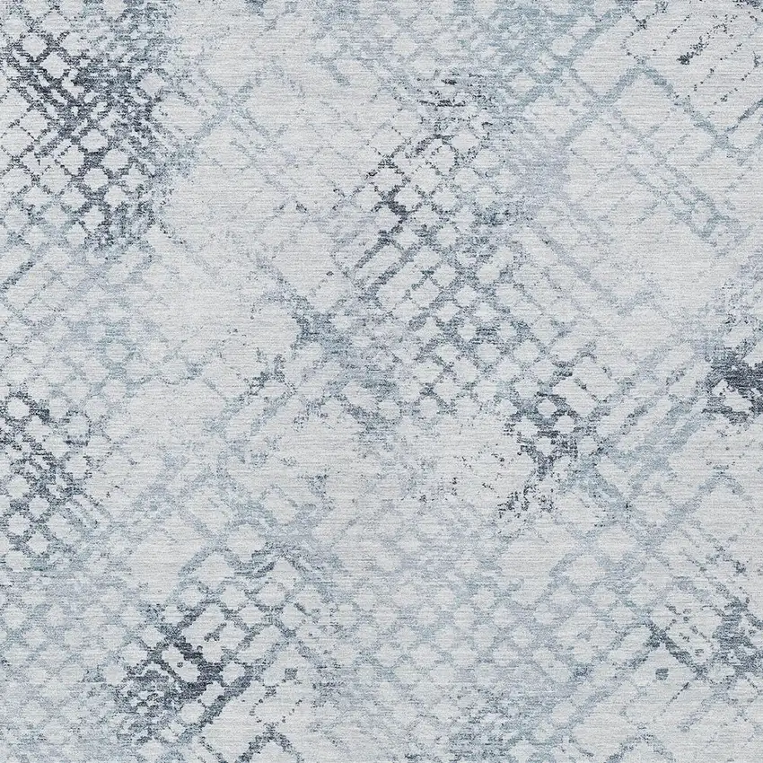 Navy Blue And Sky Blue Geometric Washable Indoor Outdoor Area Rug Photo 6