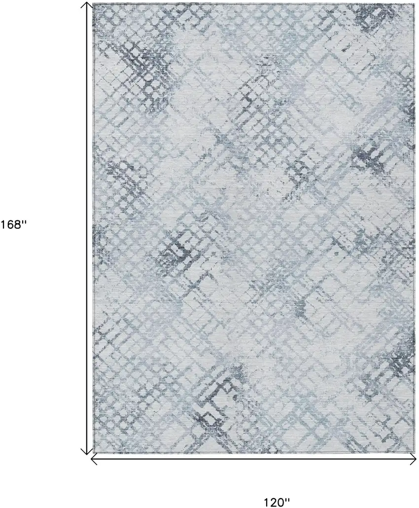 Navy Blue And Sky Blue Geometric Washable Indoor Outdoor Area Rug Photo 3