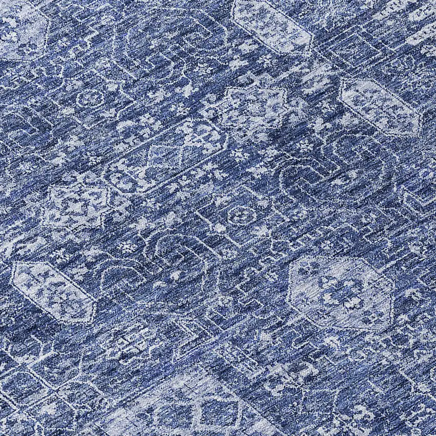 Navy Blue And Sky Blue Oriental Washable Indoor Outdoor Area Rug Photo 6