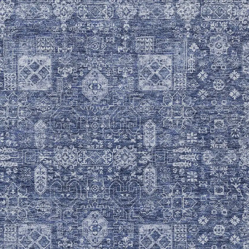 Navy Blue And Sky Blue Oriental Washable Indoor Outdoor Area Rug Photo 6