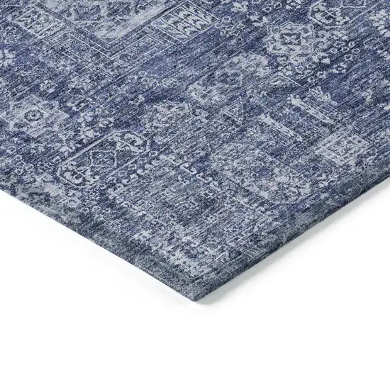 Navy Blue And Sky Blue Oriental Washable Indoor Outdoor Area Rug Photo 4