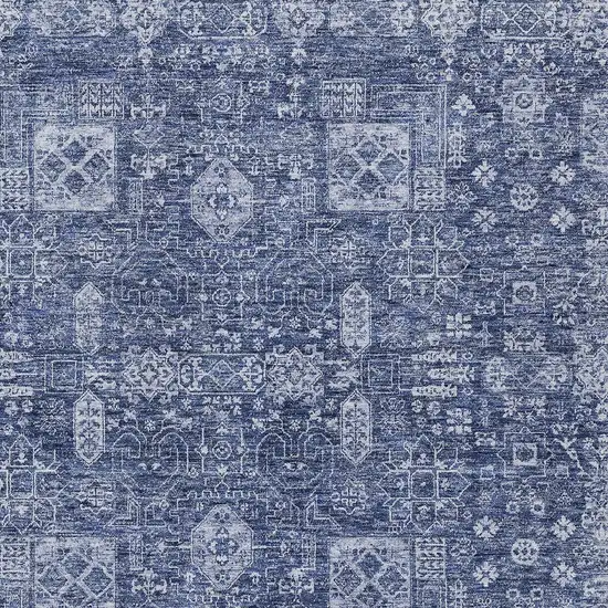 Navy Blue And Sky Blue Oriental Washable Indoor Outdoor Area Rug Photo 6