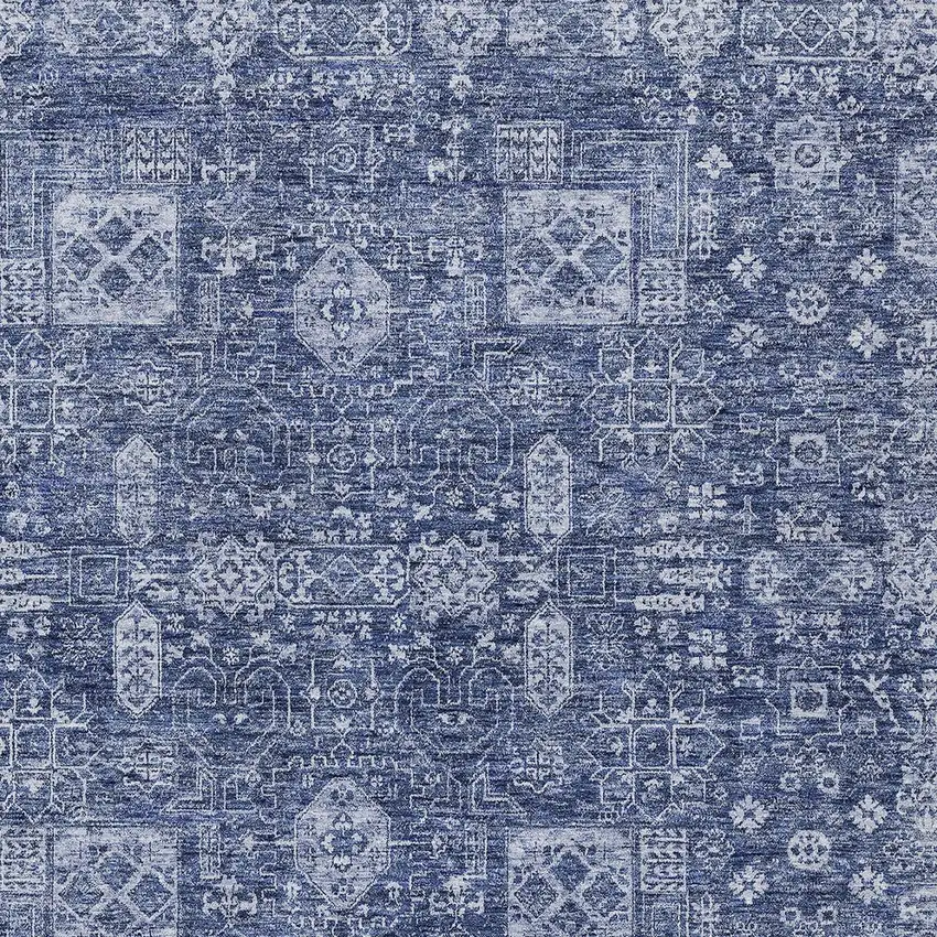 Navy Blue And Sky Blue Oriental Washable Indoor Outdoor Area Rug Photo 6