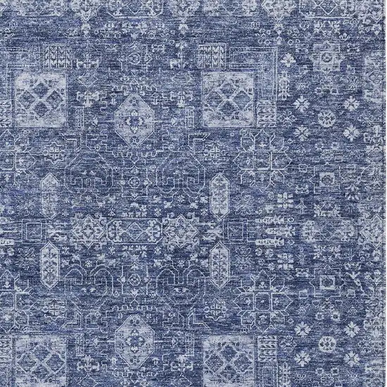 Navy Blue And Sky Blue Oriental Washable Indoor Outdoor Area Rug Photo 5