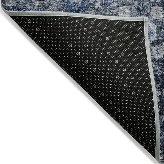 Navy Blue And Sky Blue Oriental Washable Indoor Outdoor Area Rug Photo 3
