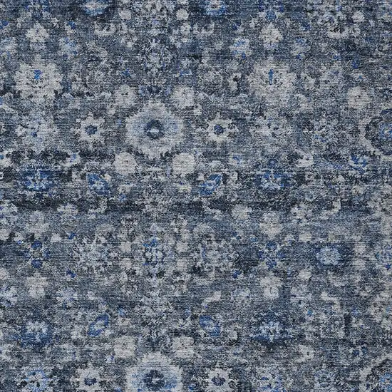 Navy Blue And Sky Blue Oriental Washable Indoor Outdoor Area Rug Photo 5