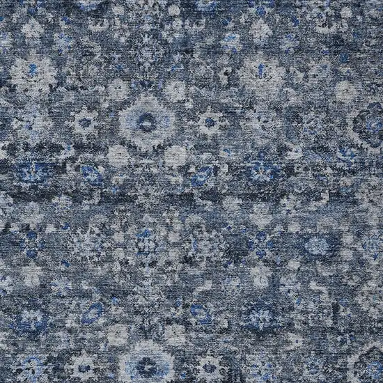 Navy Blue And Sky Blue Oriental Washable Indoor Outdoor Area Rug Photo 5