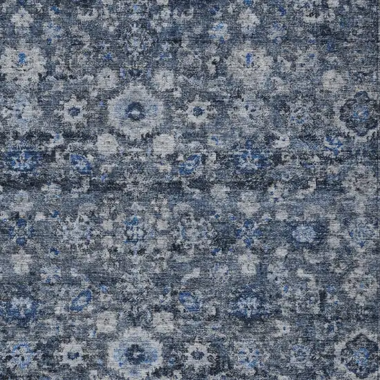 Navy Blue And Sky Blue Oriental Washable Indoor Outdoor Area Rug Photo 5