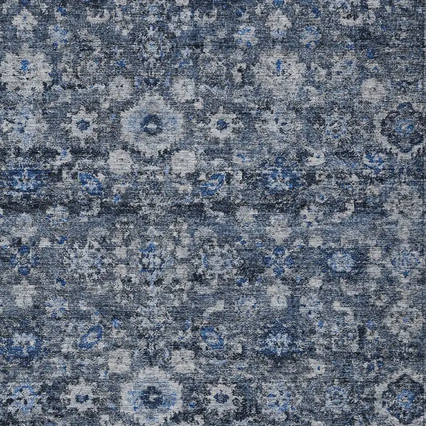 Navy Blue And Sky Blue Oriental Washable Indoor Outdoor Area Rug Photo 5