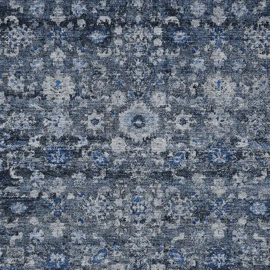 Navy Blue And Sky Blue Oriental Washable Indoor Outdoor Area Rug Photo 5