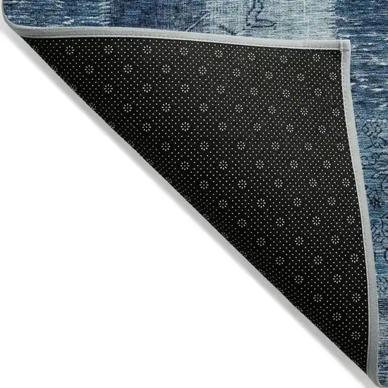 Navy Blue And Sky Blue Patchwork Washable Indoor Outdoor Area Rug Photo 2