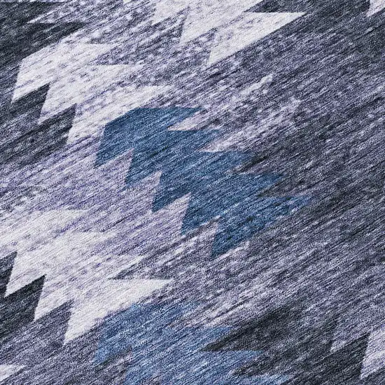 Navy Blue And Sky Blue Southwestern Washable Indoor Outdoor Area Rug Photo 8