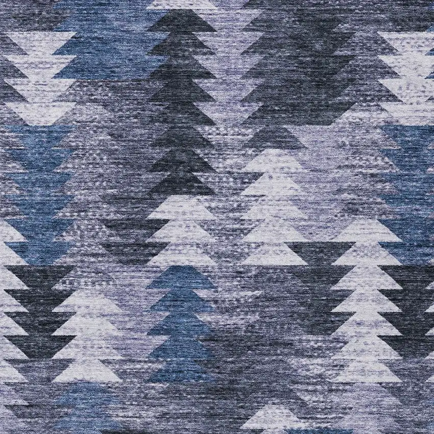 Navy Blue And Sky Blue Southwestern Washable Indoor Outdoor Area Rug Photo 6