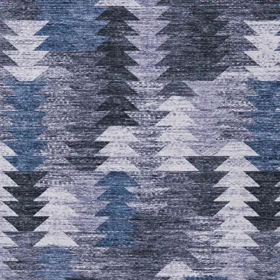 Navy Blue And Sky Blue Southwestern Washable Indoor Outdoor Area Rug Photo 6