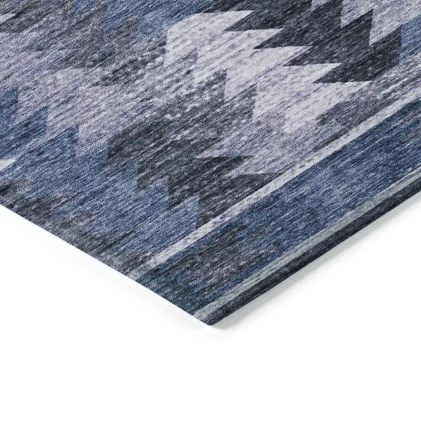 Navy Blue And Sky Blue Southwestern Washable Indoor Outdoor Area Rug Photo 5