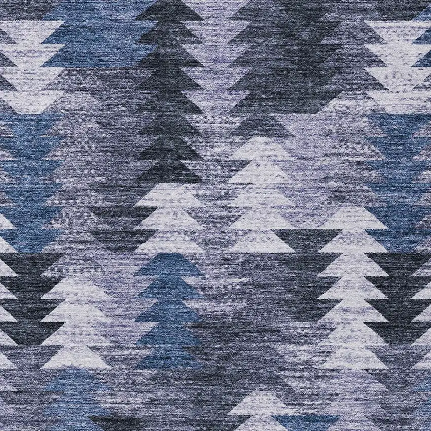 Navy Blue And Sky Blue Southwestern Washable Indoor Outdoor Area Rug Photo 6