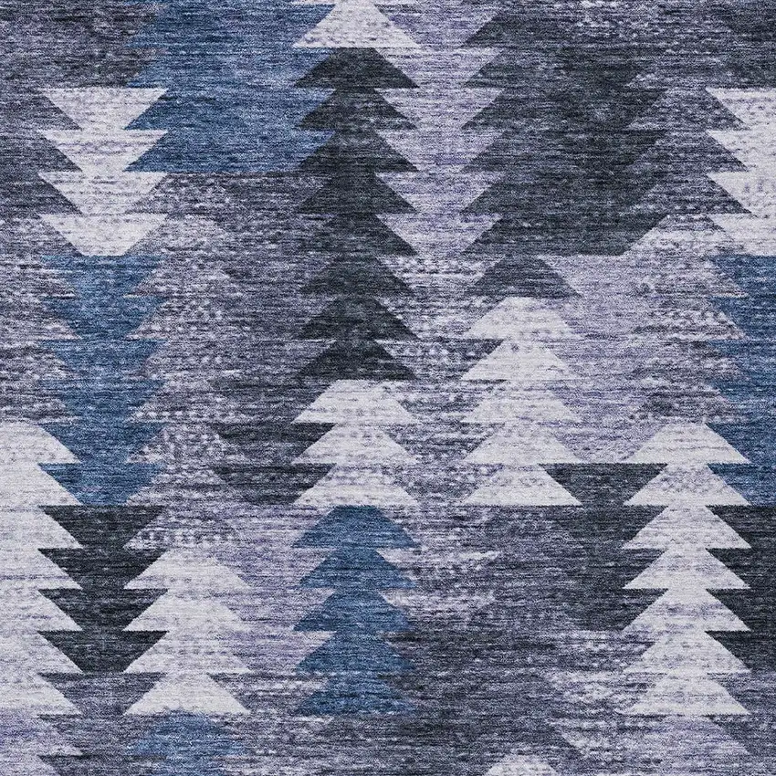 Navy Blue And Sky Blue Southwestern Washable Indoor Outdoor Area Rug Photo 6