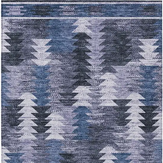 Navy Blue And Sky Blue Southwestern Washable Indoor Outdoor Area Rug Photo 7