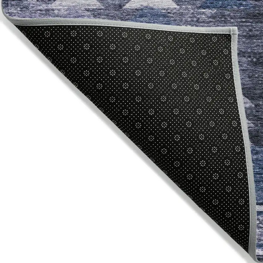 Navy Blue And Sky Blue Southwestern Washable Indoor Outdoor Area Rug Photo 4