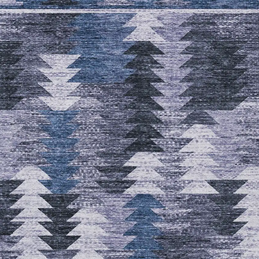 Navy Blue And Sky Blue Southwestern Washable Indoor Outdoor Area Rug Photo 6