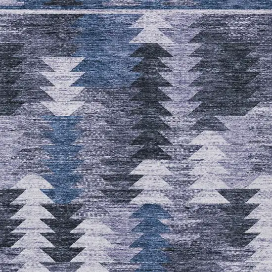 Navy Blue And Sky Blue Southwestern Washable Indoor Outdoor Area Rug Photo 6