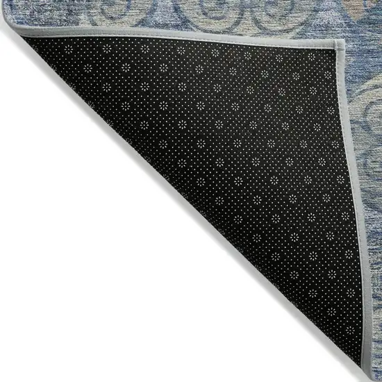 Navy Blue And Sky Blue Trellis Washable Indoor Outdoor Area Rug Photo 2