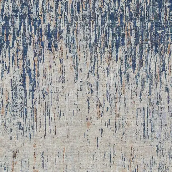 Navy Blue And Taupe Striped Washable Indoor Outdoor Area Rug Photo 2