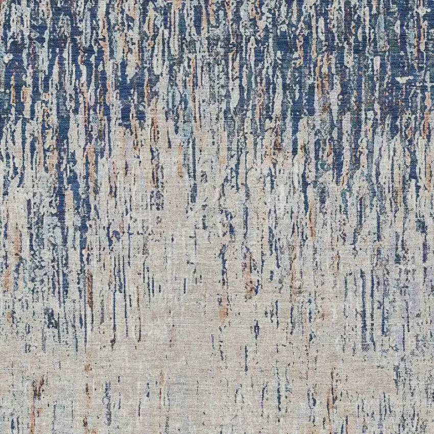 Navy Blue And Taupe Striped Washable Indoor Outdoor Area Rug Photo 2