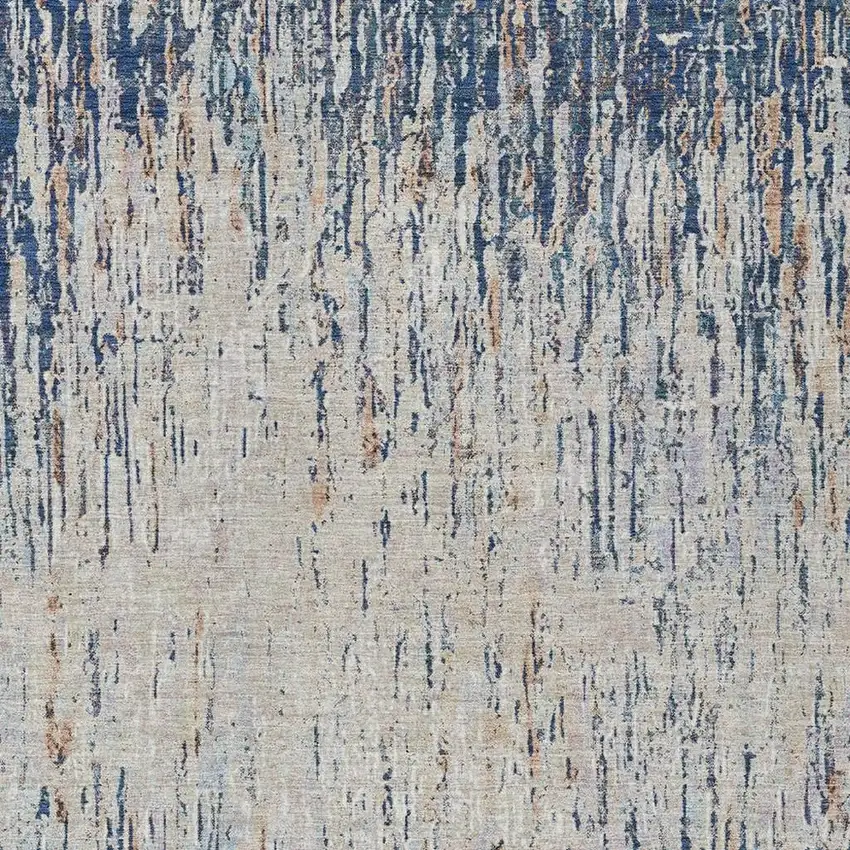 Navy Blue And Taupe Striped Washable Indoor Outdoor Area Rug Photo 2