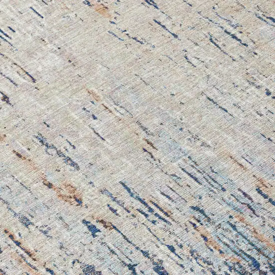 Navy Blue And Taupe Striped Washable Indoor Outdoor Area Rug Photo 9