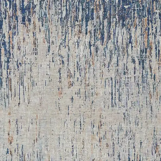 Navy Blue And Taupe Striped Washable Indoor Outdoor Area Rug Photo 2