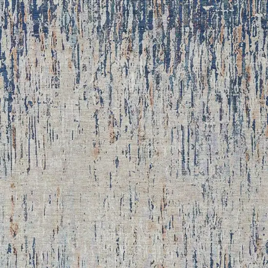 Navy Blue And Taupe Striped Washable Indoor Outdoor Area Rug Photo 2
