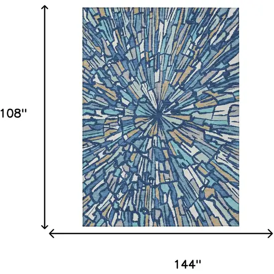 Navy Blue And Teal Blue Abstract Washable Indoor Outdoor Area Rug Photo 7