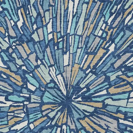 Navy Blue And Teal Blue Abstract Washable Indoor Outdoor Area Rug Photo 3