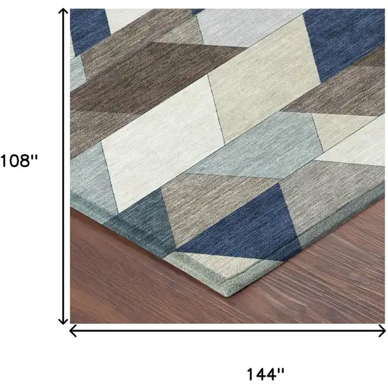 Navy Blue And Teal Blue Geometric Washable Indoor Outdoor Area Rug Photo 7