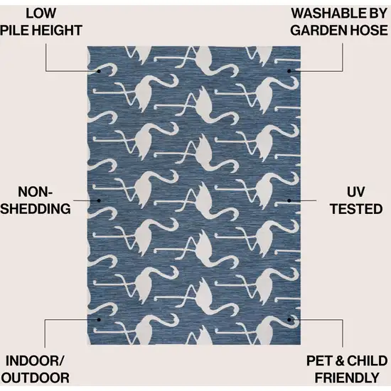 Navy Blue And White Animal Print Indoor Outdoor Area Rug Photo 9