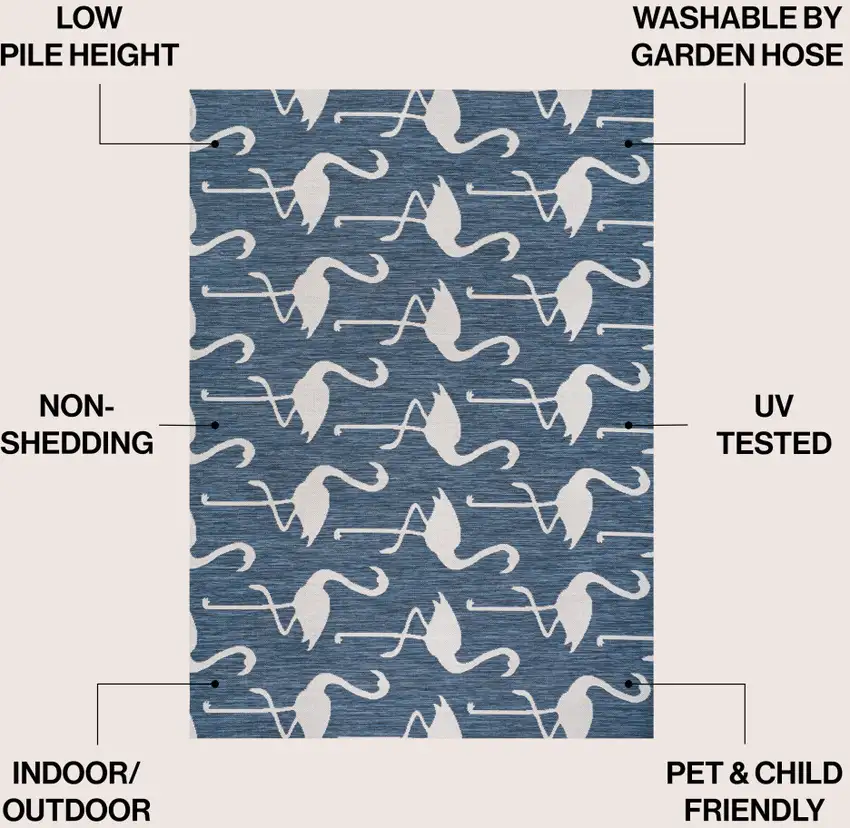 Navy Blue And White Animal Print Indoor Outdoor Area Rug Photo 9