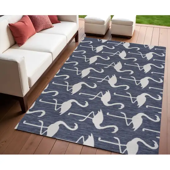 Navy Blue And White Animal Print Indoor Outdoor Area Rug Photo 1