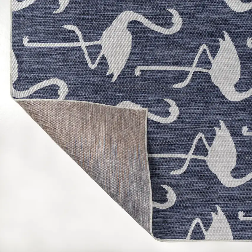Navy Blue And White Animal Print Indoor Outdoor Area Rug Photo 3