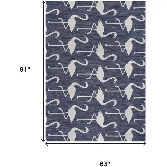 Navy Blue And White Animal Print Indoor Outdoor Area Rug Photo 4