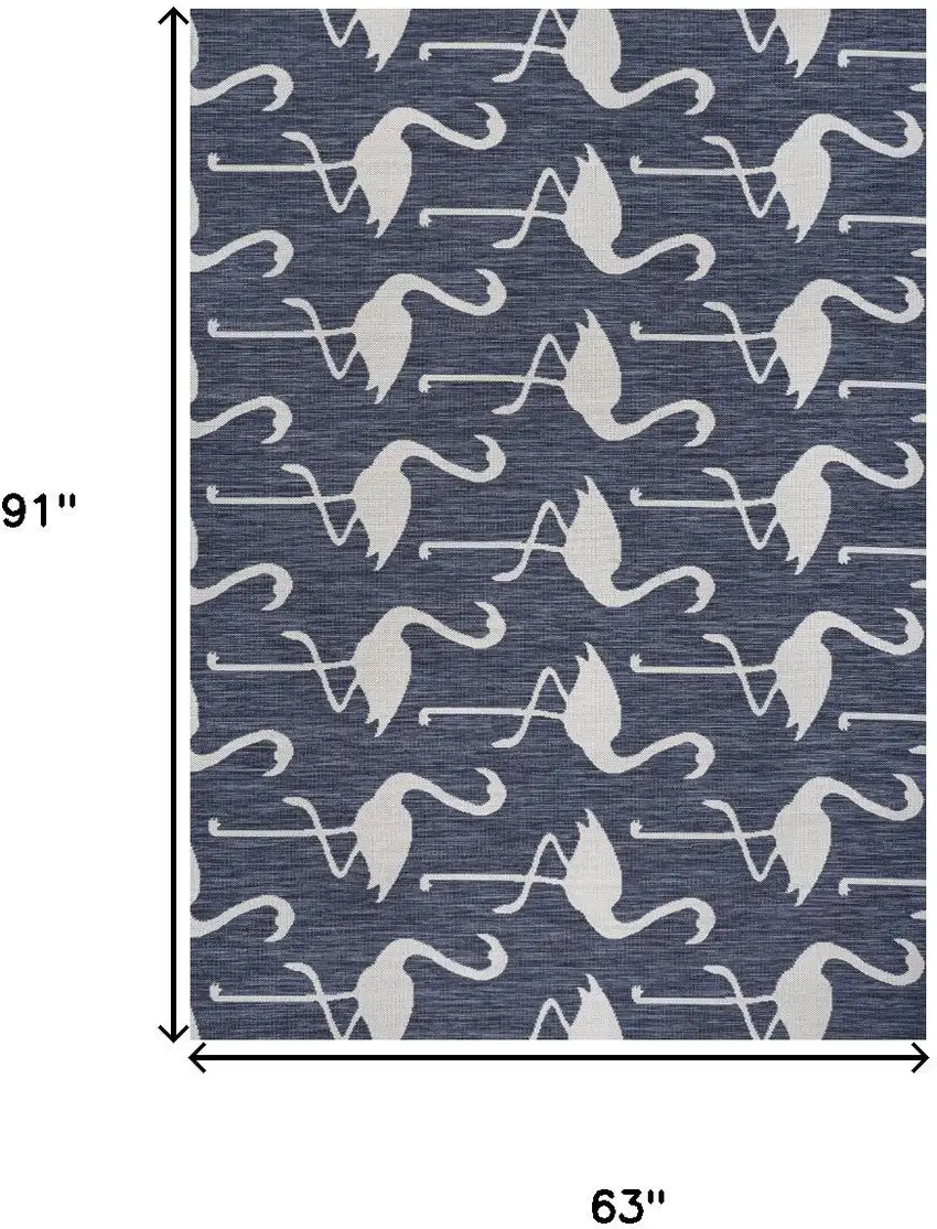 Navy Blue And White Animal Print Indoor Outdoor Area Rug Photo 4